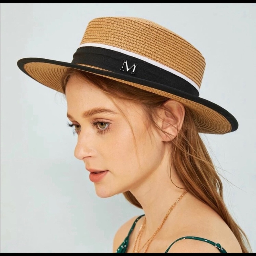 *Last One**Classy “M” fedora hat. Navy blue & white ribbon